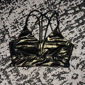 Born Primitive Black and Gold Cut Out Crop Sports Bra